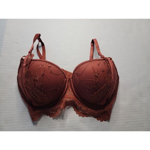 Other - Lattelier Burnt Orange 75D Cup (US 34C) Adjustable Strap Floral Lace Bra